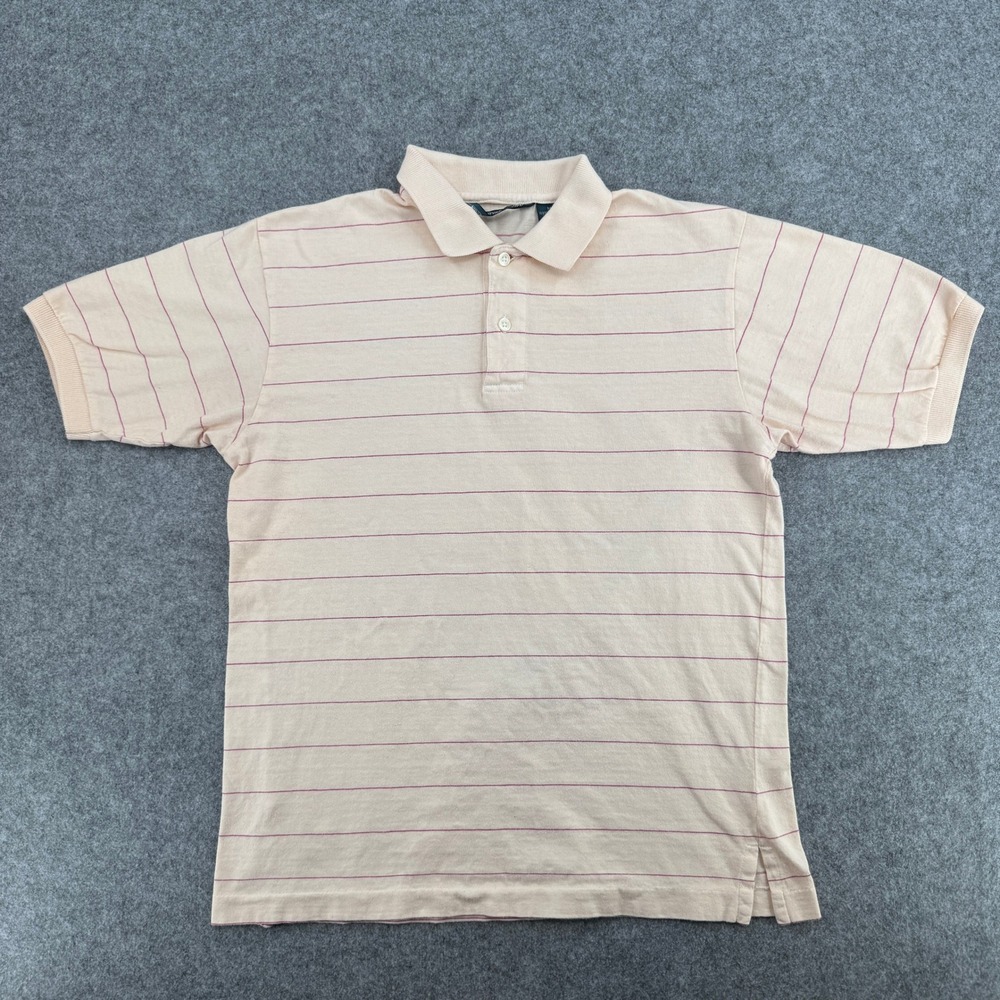 Christopher Hayes Mens Peach Striped Cotton Short Sleeve Polo Shirt Size M